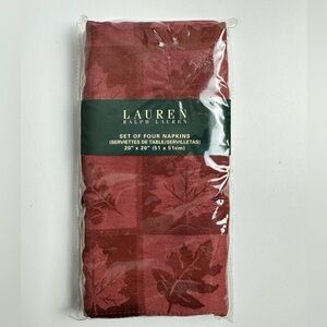 Ralph Lauren Holiday Napkins Set of 4 Leaf Stoddard Damask Rust 20 X 20 Cotton